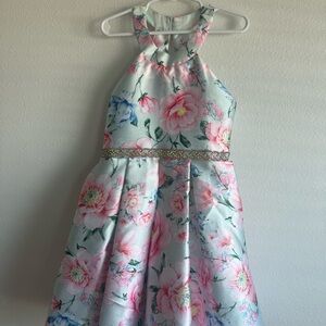 Rare Editions Floral Dress with Pink and Blue Accents